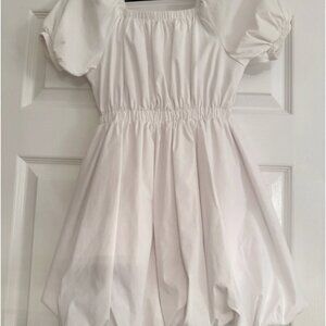 Habitual Kid White Puff Sleeve Twirl Dress Square Neck Bubble Hem Girls 7/8 NWOT